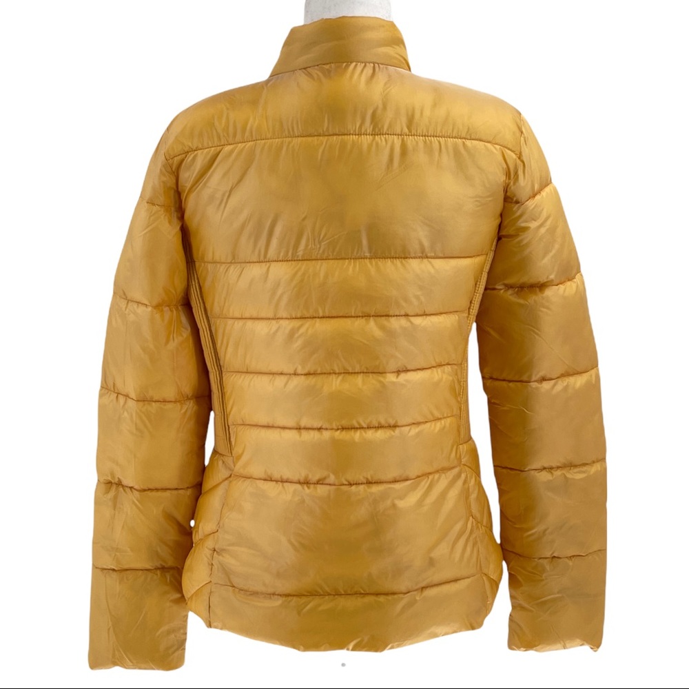 Via Spiga Smocked Quilted Puffer Jacket Maize Yellow Packable Medium/Large - Picture 4 of 11